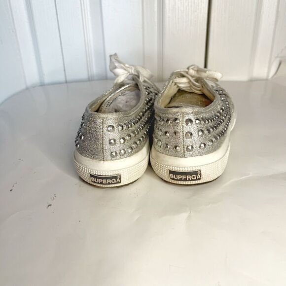 Superga Cotu 2750 Allover Metallic Studded Low Top Lace Up Canvas Sneakers - Picture 9 of 11